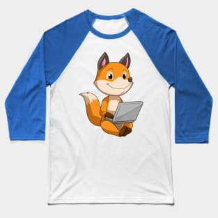 Fox with Laptop Baseball T-Shirt